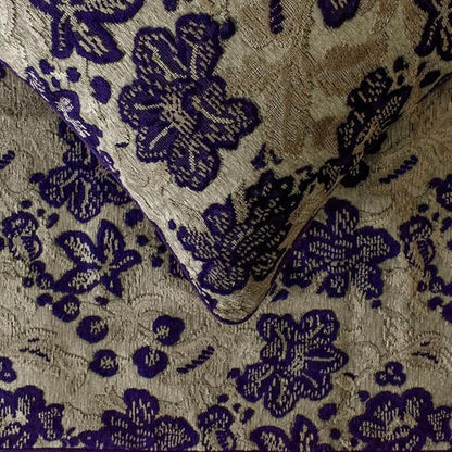 The HomeCentric King/Queen/Twin Purple Designer Twin 53"x18" Bed Runner with Pillow Cover, Floral, Velvet Bed Scarf on Velvet Fabric - Plum Petal