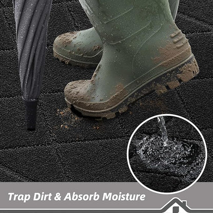 BEQHAUSE Dirt Trapper Door Mat 32" x 72", Doormat Non-Slip Entryway Rugs Washable, Dog Door Mat Stain Resistant and Absorbent Welcome Floor Mat for Front Back Door, Muddy Wet Shoes & Paws, Black