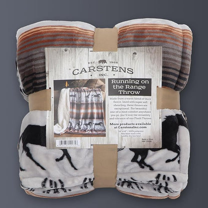 CARSTENS, INC. Ultra Premium Super Soft Plush Sherpa Fleece Oversized Throw Blanket 54" x 68", Running on The Range