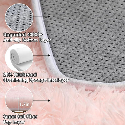 ONASAR Pink Rugs for Bedroom Girls, Fluffy 4x6 Soft Plush Fuzzy Shaggy Kids Area Rug, Washable Cute Indoor Floor Carpet for Teen Boys Dorm Nursery Bedside Home Living Room Decor Aesthetic