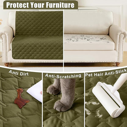 Smiry Waterproof Dog Bed Cover Blanket, Soft Reversible Pet Blanket, Washable Leakproof Cats Dogs Couch Cover for Sofa, Couch, Furniture, Plaid (30x53 Inch, Green/Navy)