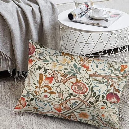 Flower Red William Morris Throw Pillow Covers 12x20 Inch Aesthetic Pillow Velvet Decorative Pillowcase Home Decor Living Room Cushion Case for Bed Sofa Couch