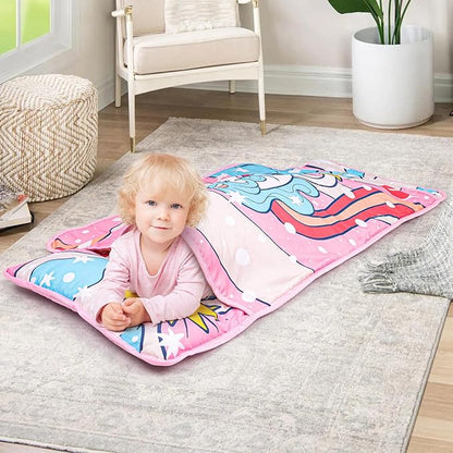 TANOSHII® Toddler Nap Mat with Pillow and Blanket, Portable Kids Sleeping Mats for Daycare, Preschool, 21" x 53", Lightweight and Soft Sleeping Bags for Kids
