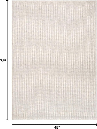 Easy Jute Rug 4x6 Indoor Outdoor Natural Rugs Solid Fiber Rug Woven Area Rug Boho Easy Clean Inside Carpet for Living Room Bedroom Dining Room Hallway or Outdoor Patio Porch (4 X 6 Bone)