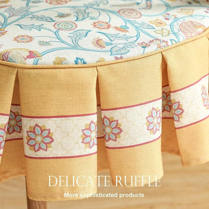 patdrea Pack of 2 Chair Cushions for Dining Chairs with Ruffled, Floral Birds Seat Cushion with Ties,Removable,Non Slip Chair Pads Decor for Bar Stool Cushions, Indoor Kitchen Chairs, 17.7"x17.7"