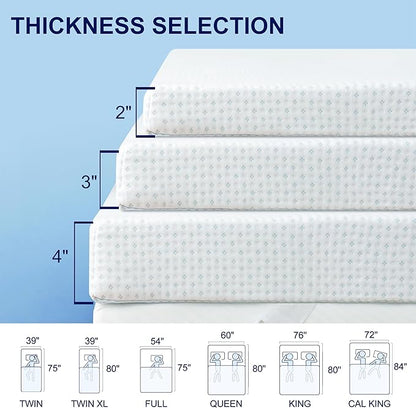 Subrtex Mattress Topper Cover (Only Cover) Mattress Protector Bedding Rayon Made from Bamboo Removable Mattress Encasement Mattress Cover with Zipper (4 Inch, White, King)