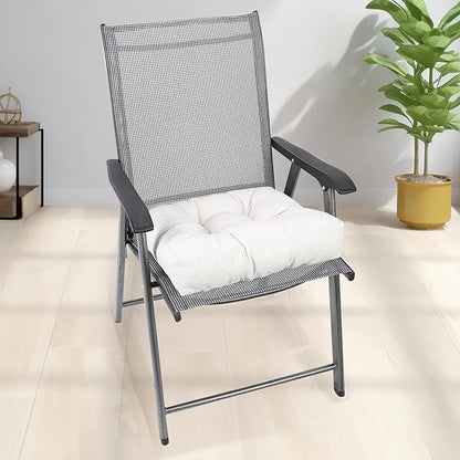 RACE LEAF 17" x 17" Patio Chair Cushions Beige - Outdoor/Indoor Tufted Memory Foam Chair Pads Set of 2, Water-Resistant Olefin Chair Seat Cushion Non-Slip Backing