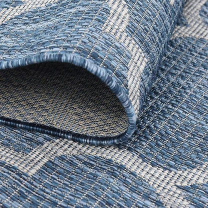 Unique Loom Outdoor Trellis Collection Area Rug - Trellis (Round 3' 3" x 3' 3", Navy Blue/ Ivory)