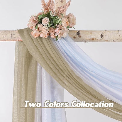 144 Inches Long Window Scarf for Party - Luxury Soft Tan Semi Sheer Curtain Scarf Valance for Wedding (1 Panel,Taupe)
