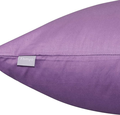 Thmyo 4-Pack 100% Cotton Comfortable Solid Decorative Throw Pillow Case, Square Cushion Cover Pillowcase Sublimation Blank Pillow Covers DIY Throw Pillowcase for Sofa(16x16 inch/ 40x40cm,Purple)