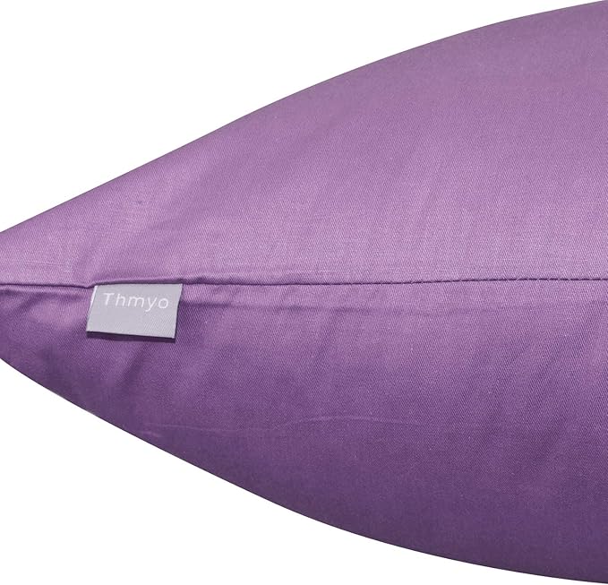 Thmyo 4-Pack 100% Cotton Comfortable Solid Decorative Throw Pillow Case, Square Cushion Cover Pillowcase Sublimation Blank Pillow Covers DIY Throw Pillowcase for Sofa(18x18 inch/ 45x45cm,Purple)