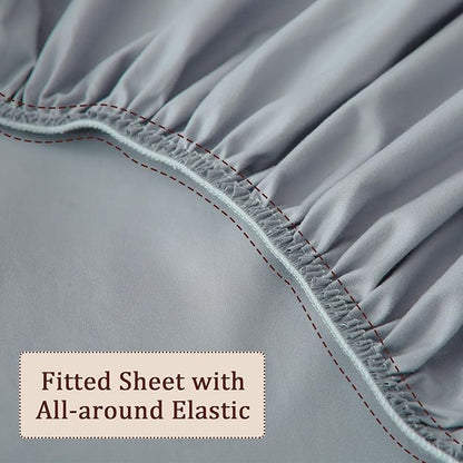 Fitted Sheet for Full Size Air Matress, with 18-24 Inch Extra Deep Pocket, Soft Breathable Air Mattress Sheet Cover for Inflatable Bed, Grey