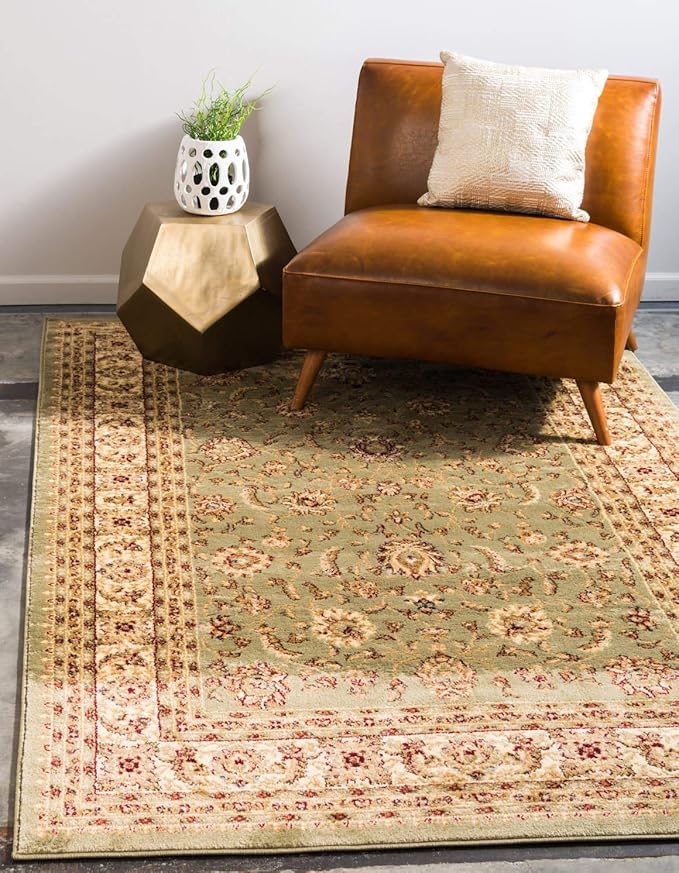 Unique Loom Voyage Collection Traditional Oriental Classic Intricate Design Area Rug (7' 0 x 10' 0 Rectangular, Green/Ivory)