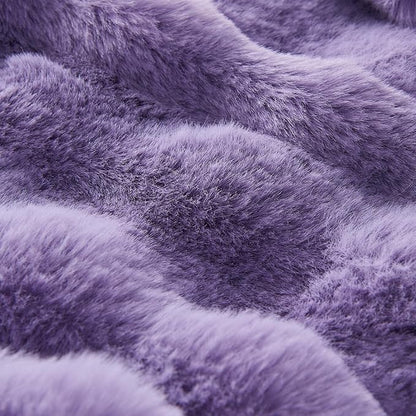 Lotus Karen Faux Fur Throw Blanket Purple - Big Bubble Rabbit Fluff Blanket for Couch Bed Sofa,Softest Fluffy Fuzzy Cozy Blanket,Thick Furry Plush Shaggy Warm Blankets for Women,90x90 Inches