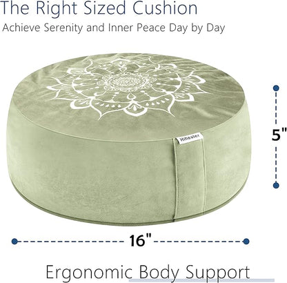Hihealer Meditation Cushion, Traditional Tibetan Meditation Pillow Velvet Cover - Large Floor Cushion Seating for Adults - Yoga Buckwheat Bolster for Women、Moms