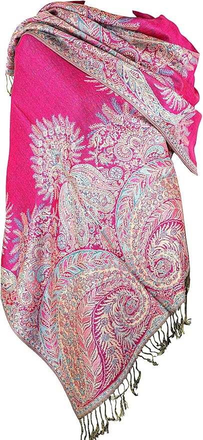 Achillea Big Paisley Pashmina Shawl Wrap for Women – Elegant Scarf for Weddings, Evening Dresses, Festivals & Daily Wear