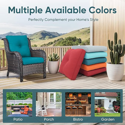 9-Piece Outdoor Patio Cushion Set - Fade & Water Resistant with Removable Olefin Cover, 22x24x4 Inch Memory Foam Cushions for Wicker Sectional Sofa – Peacock Green/Buckle