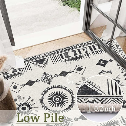 4x6 Western Area Rug Southwestern Tribal Black White Rug Non Slip Low Pile Large Carpet for Home Kitchen Living Room Bedroom Dining Room Office