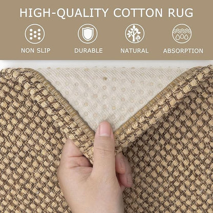 KOZYFLY Boho Runners for Hallways 2x8 ft Washable Kitchen Runner Non Slip Rubber Backed Hall Runners Cotton Entryway Runner Rugs Floor Carpet for Indoor Backdoor Bedroom Kitchen, Tan/Orange/Brown