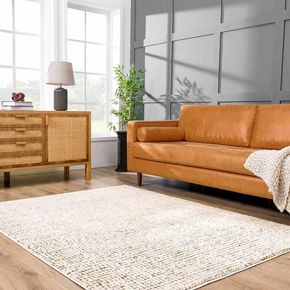Hauteloom Keita Living Room, Bedroom Area Rug - Farmhouse - High Pile - Bone - 9'2" x 12'