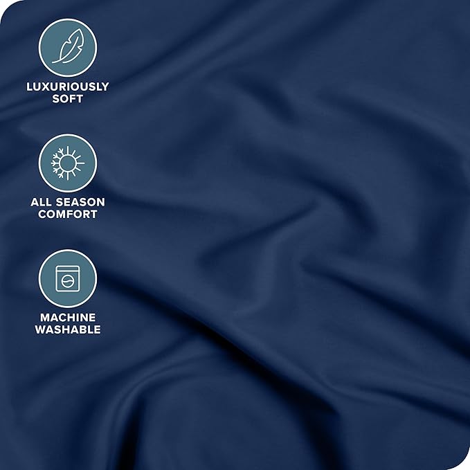 Bare Home Fitted Bottom Sheet Full Size - Premium 1800 Microfiber - Ultra-Soft Hotel Luxury - Deep Pocket - Durable and Long Lasting (Full, Dark Blue)