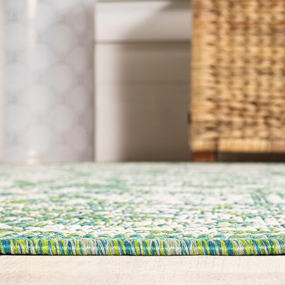 JONATHAN Y Weave Floral Indoor Outdoor Runner Rug 2X8 Cream/Green, Tela Bohemian Textured for Backyard, Patio, Porch, Easy-Cleaning, High Traffic, Pet-Friendly, Non-Shedding (SMB100F-28)