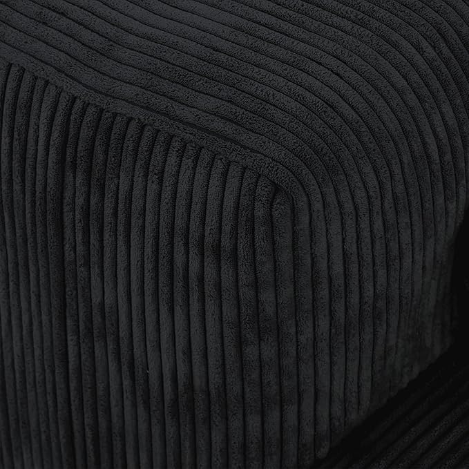 JACH 102" Corduroy Sectional Couch with 4 Pillows, Comfy Modular Sectional Sofa, Cushion Covers Removable, Oversized Love Seat Couches for Living Room, Office, Apartment, Black