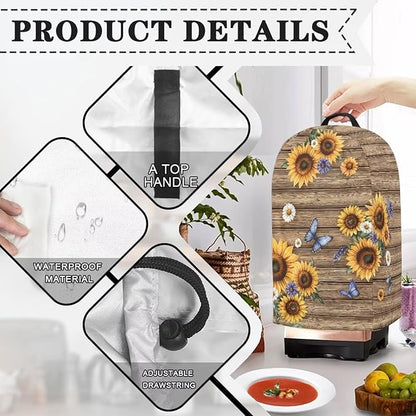 Sunflower Butterfly Coffee Machine Dust Cover Universal Design Compatible with Blender Juicer Food Processor Washable Oil Proof Food Processor Protective Cover with Top Handle