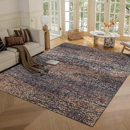 RUGSURE Washable Area Rug - 1/6 Thick - Stain & Water Resistant Non-Slip - Resistant Rug for Living Room, Bedroom, Nursery, Pet & Child Friendly, Vintage Charm Area Rugs (Rust, 9' x 12')