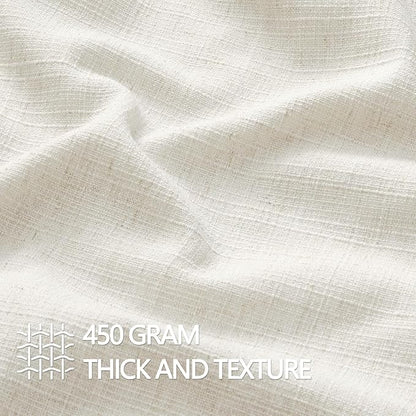 MIULEE Decorative Pillow Covers 16x16, 2 Pack Boho Farmhouse Neutral Throw Pillows for Couch, Thick Textured Modern Linen Cushion Cases Sofa Bed Living Room Home Decor, Cream White