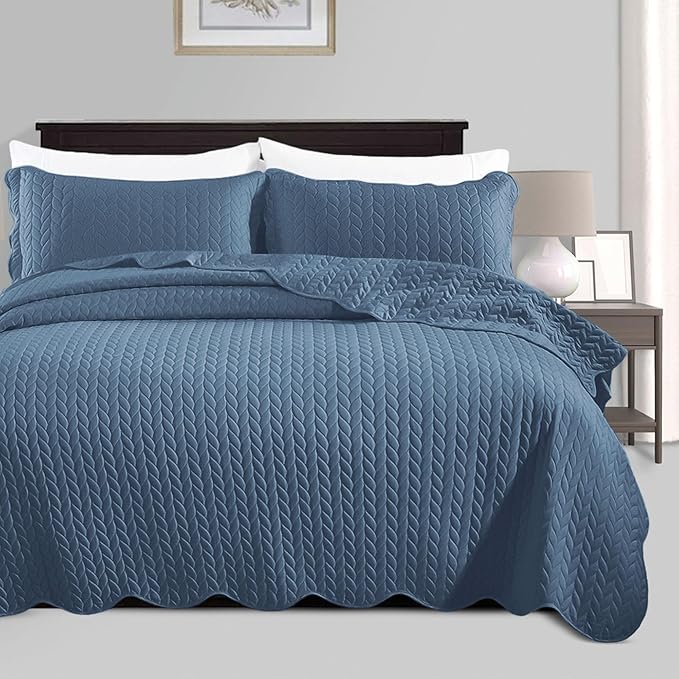 IR Imperial Rooms 8 Pack California King Quilt Bedding Set (118"x106") - Bulk Wholesale for Hotels, Guest Bedroom & Airbnbs - Lightweight Microfiber Reversible Embossed Quilts Bedspread (Light Blue)