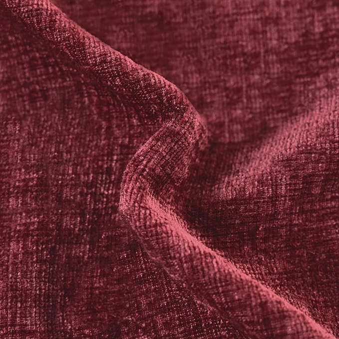 CaliTime Christmas Throw Pillow Covers Decorative 20 X 12 Inches Pack of 2 Cozy Solid Dyed Soft Chenille Cushion Cases with Pom Poms for Couch Sofa Bed Living Room Home Burgundy