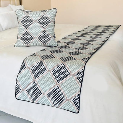 The HomeCentric King/Queen/Twin Blue Decorative Bed Runner Full 68"x18" Bed Runner with Two Pillow Cover, Embroidered Bed Scarf on Embroidered Fabric - Pointillism