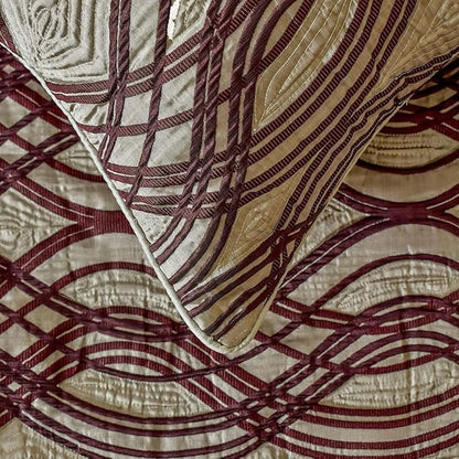 The HomeCentric King/Queen/Twin Brown Decorative Bed Runner King 90"x18" Bed Runner with One Pillow Cover, Quilted, Swirl Pattern Bed Scarf on Satin Fabric - Brown Swirls