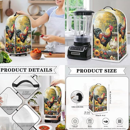 Rooster Blender Cover Toaster Cover 2 Slice Washable Dust Protection Sunflower Kitchen Small Appliance Dust Covers Kitchen Accessories