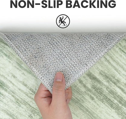 2x5 Modern Abstract Runner Rug for Hallways, Light Sage Green and Ivory Super Soft Hallway Decor Kitchen Rugs with Non-Slip, Non-Shedding Washable Rug for Hallways Entryway Bedroom Indoor