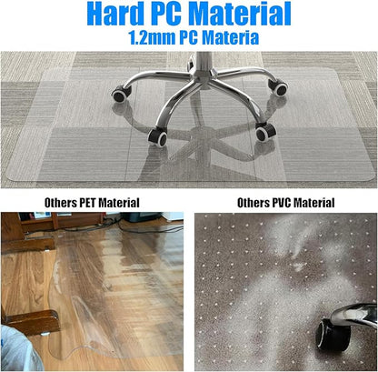 Heavy Duty Crystal Clear Office Chair Mat for Hardwood & Carpet Floors,48'' x 36'' - Upgraded Tri-Fold Transparent Desk Chair Mat for Office Home
