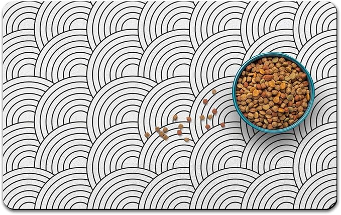 Dog Food Mat for Floors, Absorbent and Quick-Drying Pet Cat Food Mat,Anti-Fouling and Easy-to-Clean Pet Feeding Mat,Dog Bowl Mats for Messy Drinking Water Bowls.17 x27inch Boho Style