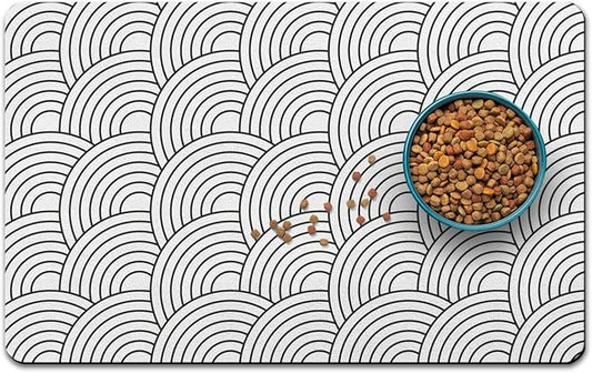 Dog Food Mat for Floors, Absorbent and Quick-Drying Pet Cat Food Mat,Anti-Fouling and Easy-to-Clean Pet Feeding Mat,Dog Bowl Mats for Messy Drinking Water Bowls.17x32inch Boho Style
