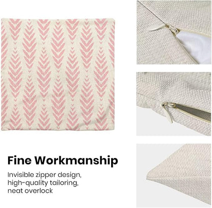 BETGINY Boho Pillow Covers 16 x 16 Inch Pack of 2, Pink Bohemian Ethnic Herringbone Pattern Decorative Throw Pillow Covers Vintage Linen Farmhouse Outdoor Pillowcase for Bedroom Home Sofa Decor