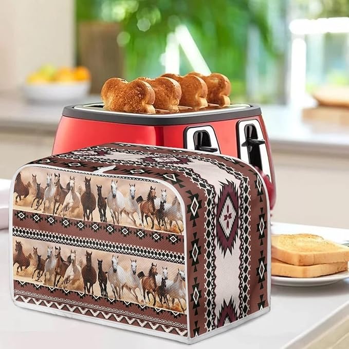 ZFRXIGN Boho Horse Toaster Cover 2 Slice Toaster Dust Cover Small Appliance Covers Toaster Oven Cover Dust Cover Kitchen Decorative Protector for Women Gifts Tribal Aztec