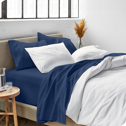 Bare Home Split King Sheet Set - 1800 Ultra-Soft Microfiber Bed Sheets - Double Brushed - Deep Pockets - Easy Fit - 5 Piece Set - Bed Sheets & Pillowcases (Split King, Dark Blue)