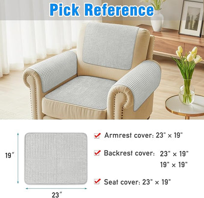 Couch Arm Covers, Sofa Arm Covers, Waterproof Armrest Cover for Sofa, Armchair, Loveseat, Headrest Cover, Non-Slip Recliner Arm Cover, Arm Chair Covers Set of 2 (Light Gray, 23"×19")