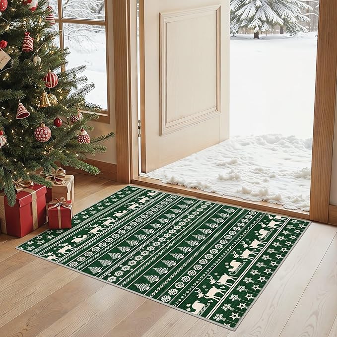 Abstract Living Room Rug 2X3 - Modern Washable Christmas Soft Thin Area Rug for Living Room Bedroom Under Dining Table - Neutral Indoor Floor Rug Carpets for Home Office Playroom Nursery - Brown