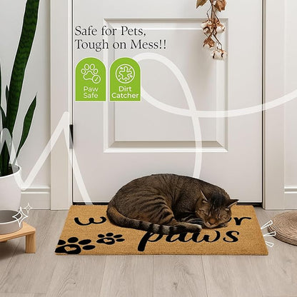 Coir Door Mats 17" X 30", Non-Slip Sturdy, PVC Backed Heavy Duty, Easy to Clean, Ideal for Door Entrance, Patio, Porch, Backyard, Garages, Wipe Your Paws