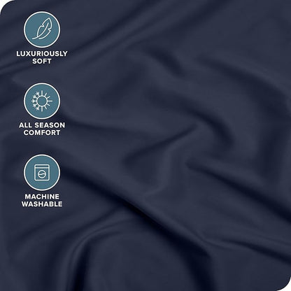 Bare Home Fitted Bottom Sheet King Size - Premium 1800 Microfiber - Ultra-Soft Hotel Luxury - Deep Pocket - Durable and Long Lasting - Fitted Sheet (King, Midnight Blue)