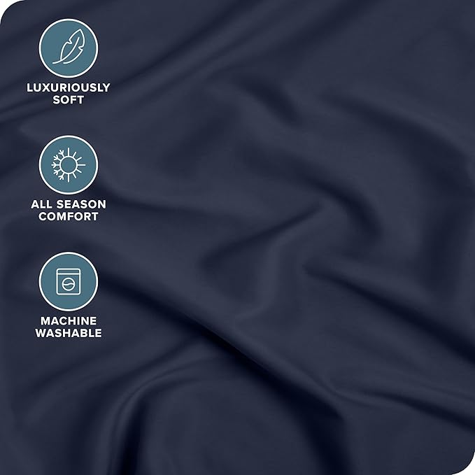 Bare Home Fitted Bottom Sheet Full Size - Premium 1800 Microfiber - Ultra-Soft Hotel Luxury - Deep Pocket - Durable and Long Lasting - Fitted Sheet (Full, Midnight Blue)