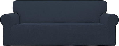Easy-Going Stretch Oversized Sofa Slipcover 1-Piece Sofa Cover Furniture Protector Couch Soft with Elastic Bottom for Kids, Polyester Spandex Jacquard Fabric Small Checks Dark Blue