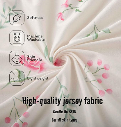 SDY Jersey Bassinet Sheets for Baby Boys and Girls,32 "x 16 "x 4", 2 Pack,Neutral Flower Standard Oval/Retangle Fitted Bassinet Sheets for Toddler,Super Soft Breathable