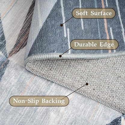 HOMFINE Washable Modern Area Rug - Geometric Style 6x9 Rugs for Living Room, Bedroom, Machine Washable Rug Soft Non Slip Non Shedding Area Rug - Blue, 6'x9'